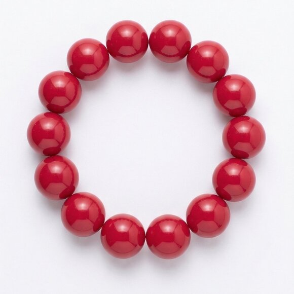 Handcrafted Jewelry - Cherry Red Acrylic Stretch Bracelet